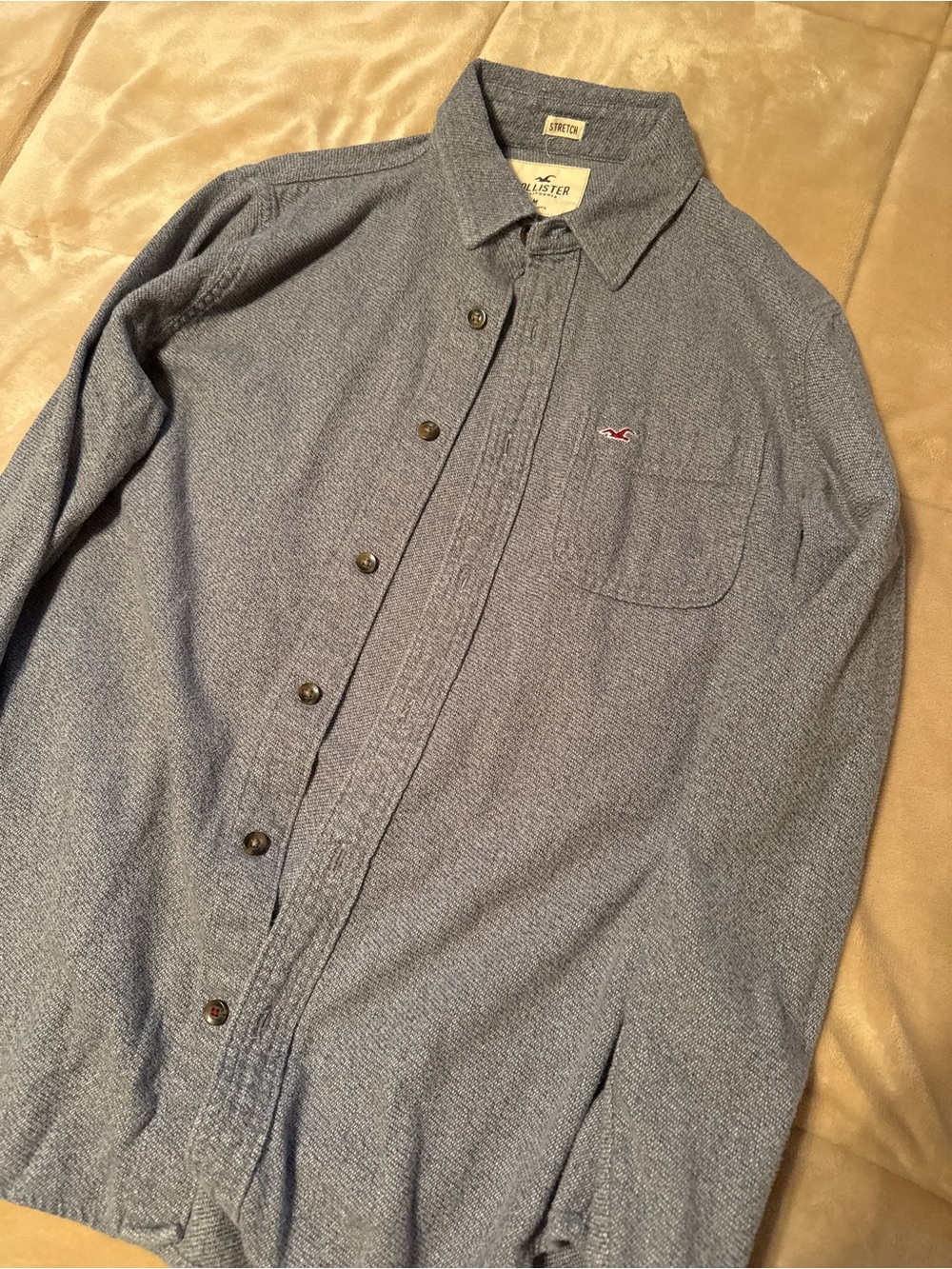 Hollister Heathered Gray Long-Sleeve Button-Up Shirt